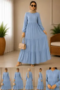 كسوة كريب مكرش ازرق سماوي